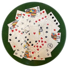Mid 20 Century Hand Painted Deck of Cards Porcelain Charger