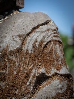 Mid 20 century Old lavastone Buddha statue in Bhumisparsha Mudra from Indonesia