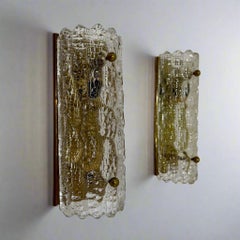Mid-20 Century Pair of Carl Fagerlund art glass sconces for Orrefors. Sweden