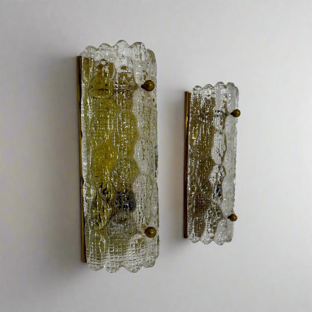 Svedese Coppia di appliques in vetro artistico di Carl Fagerlund per Orrefors. Svezia in vendita
