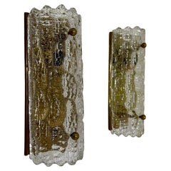Mid-20 Century Pair of Carl Fagerlund art glass sconces for Orrefors. Sweden