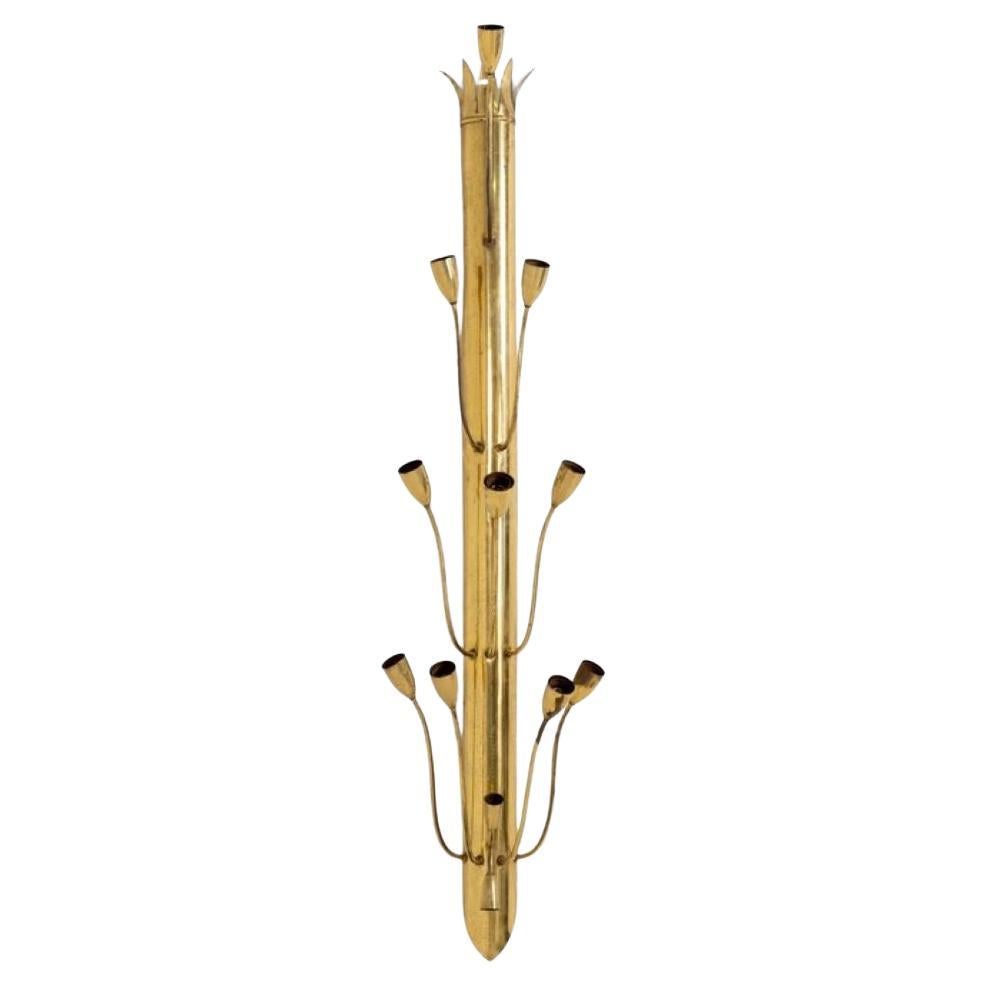 Mid-20 Century Single Large Twelve Light Brass Wall Sconce