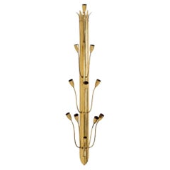 Mid-20 Century Single Large Twelve Light Brass Wall Sconce