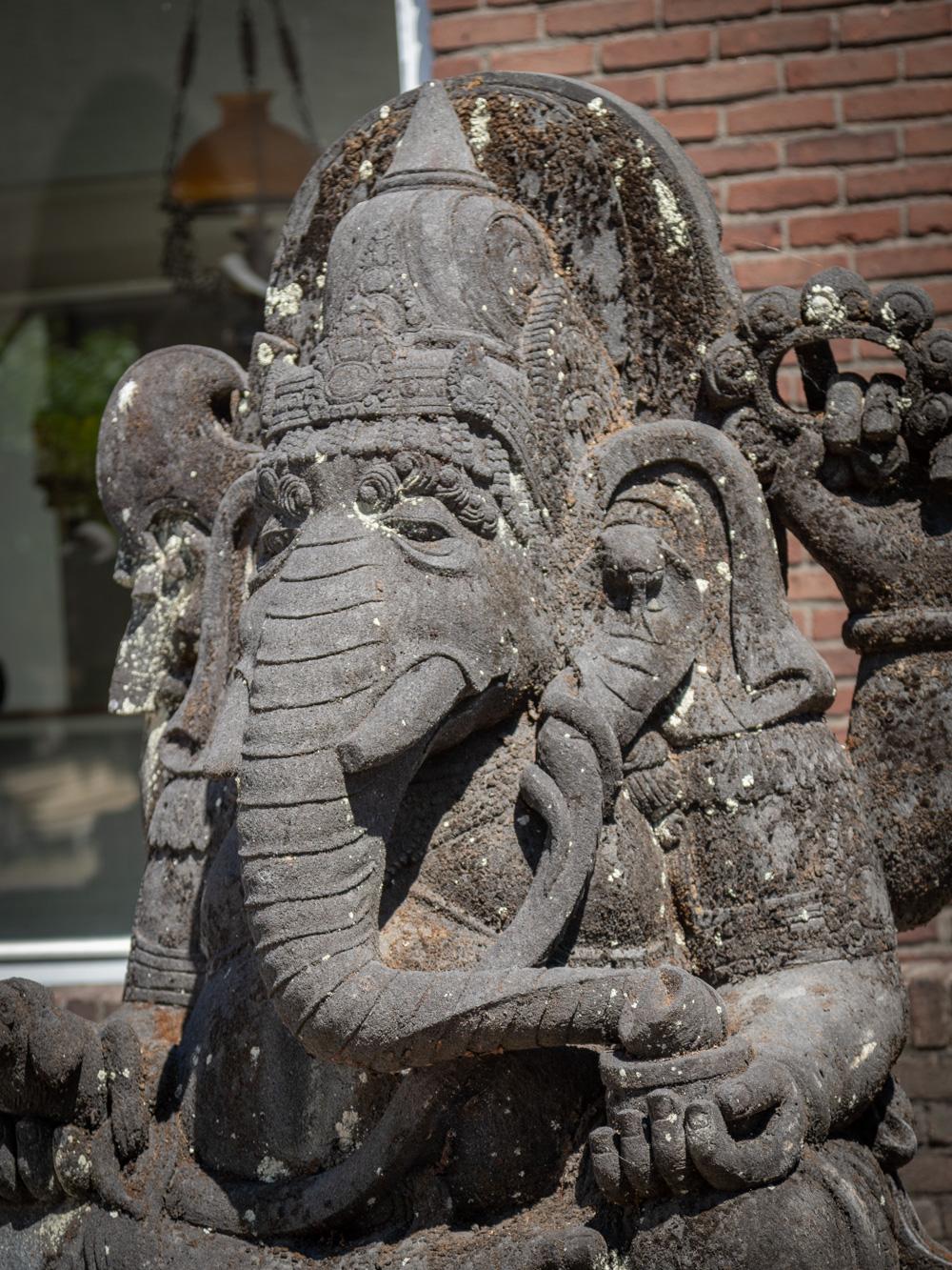 Mid 20 century very large & special old lavastone Ganesha statue from Indonesia For Sale 5