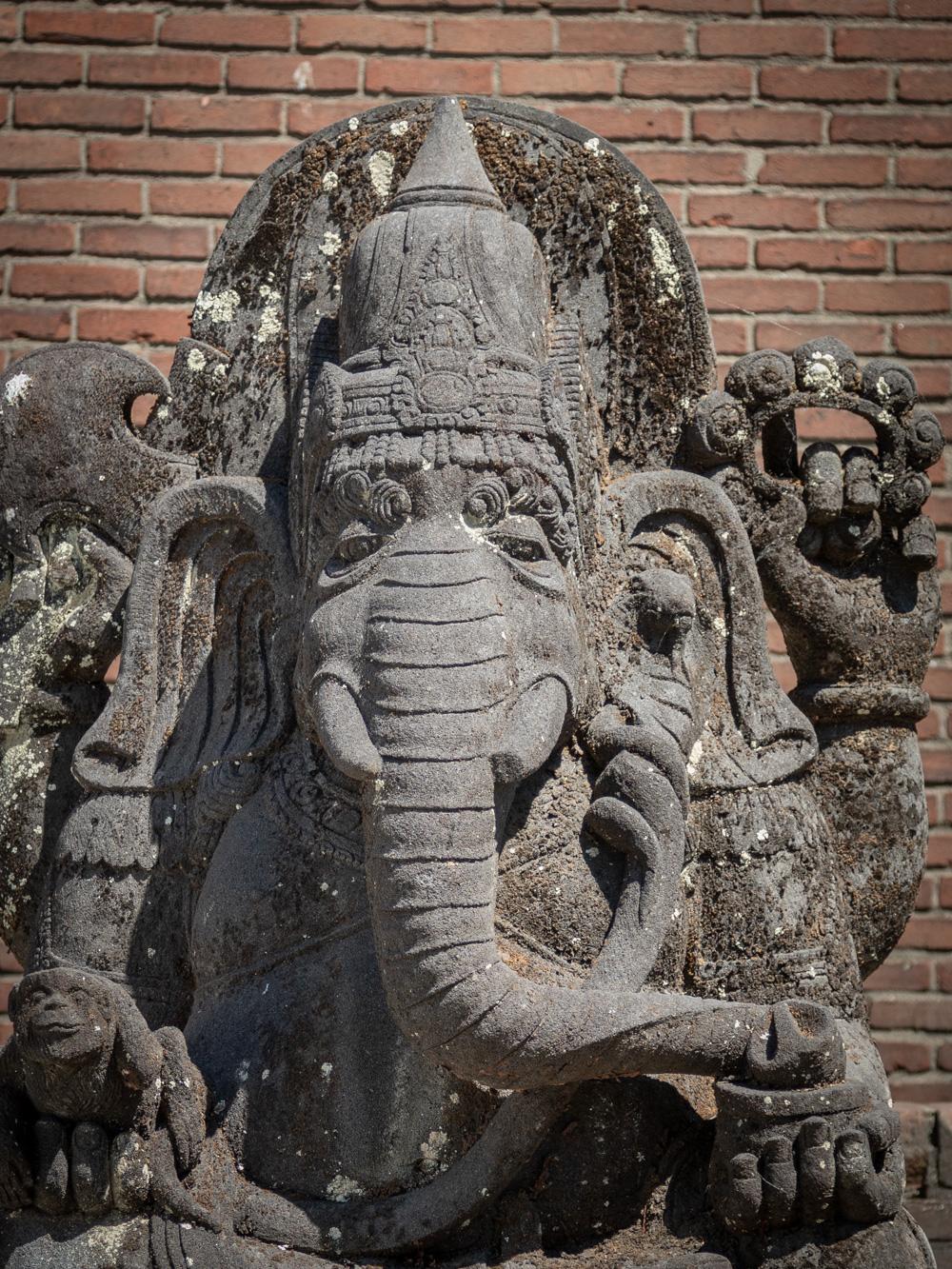 Mid 20 century very large & special old lavastone Ganesha statue from Indonesia For Sale 6