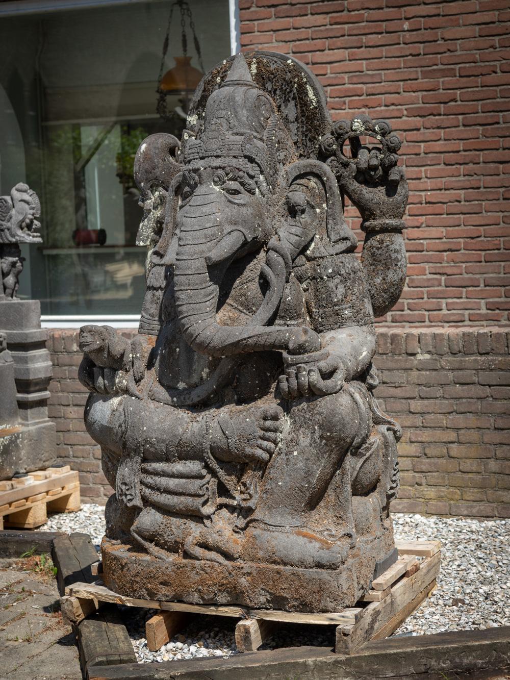 Mid 20 century very large & special old lavastone Ganesha statue from Indonesia For Sale 11