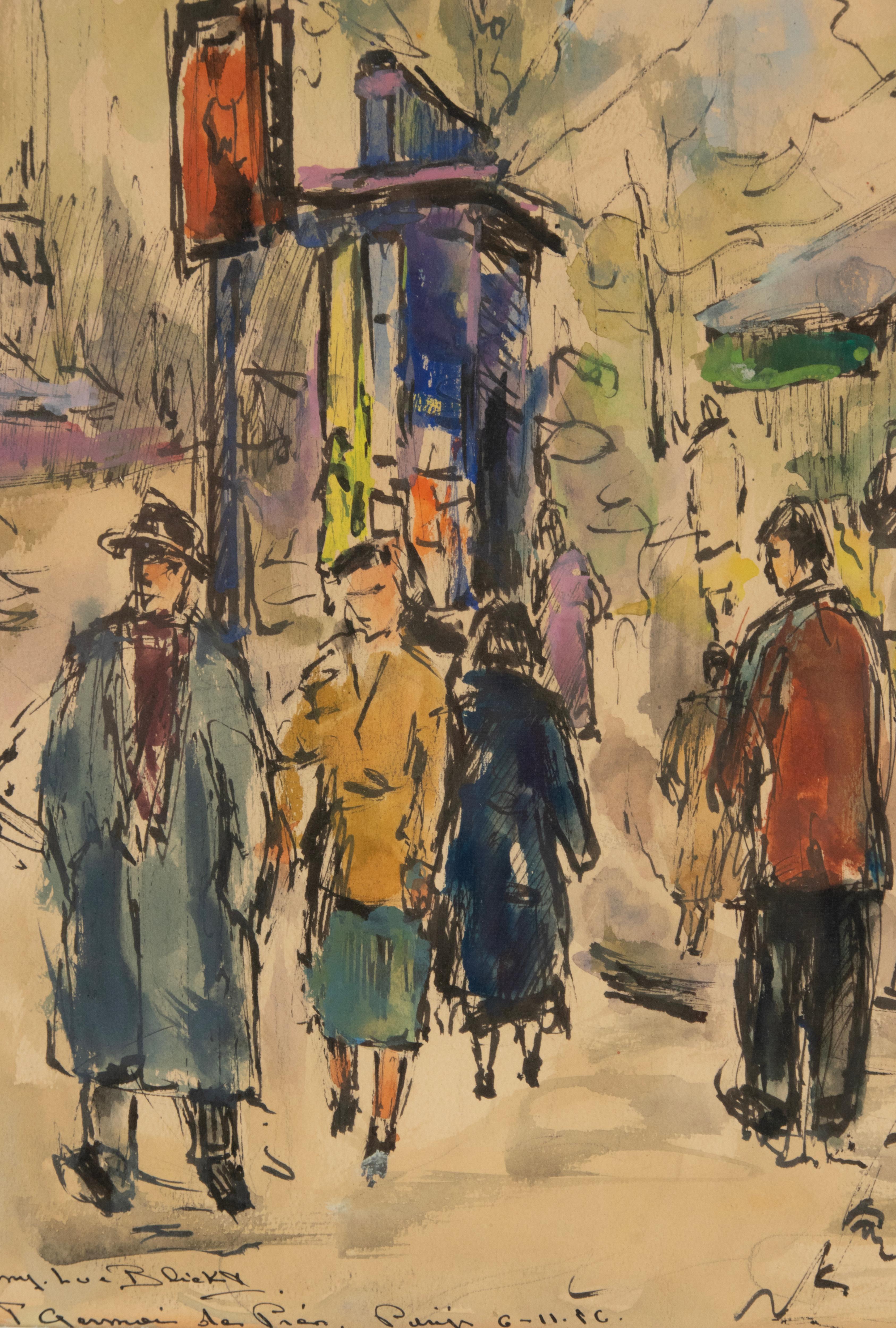 Mid-20 Century Watercolor Painting at Paris -  Tony-Luc Blickx For Sale 4