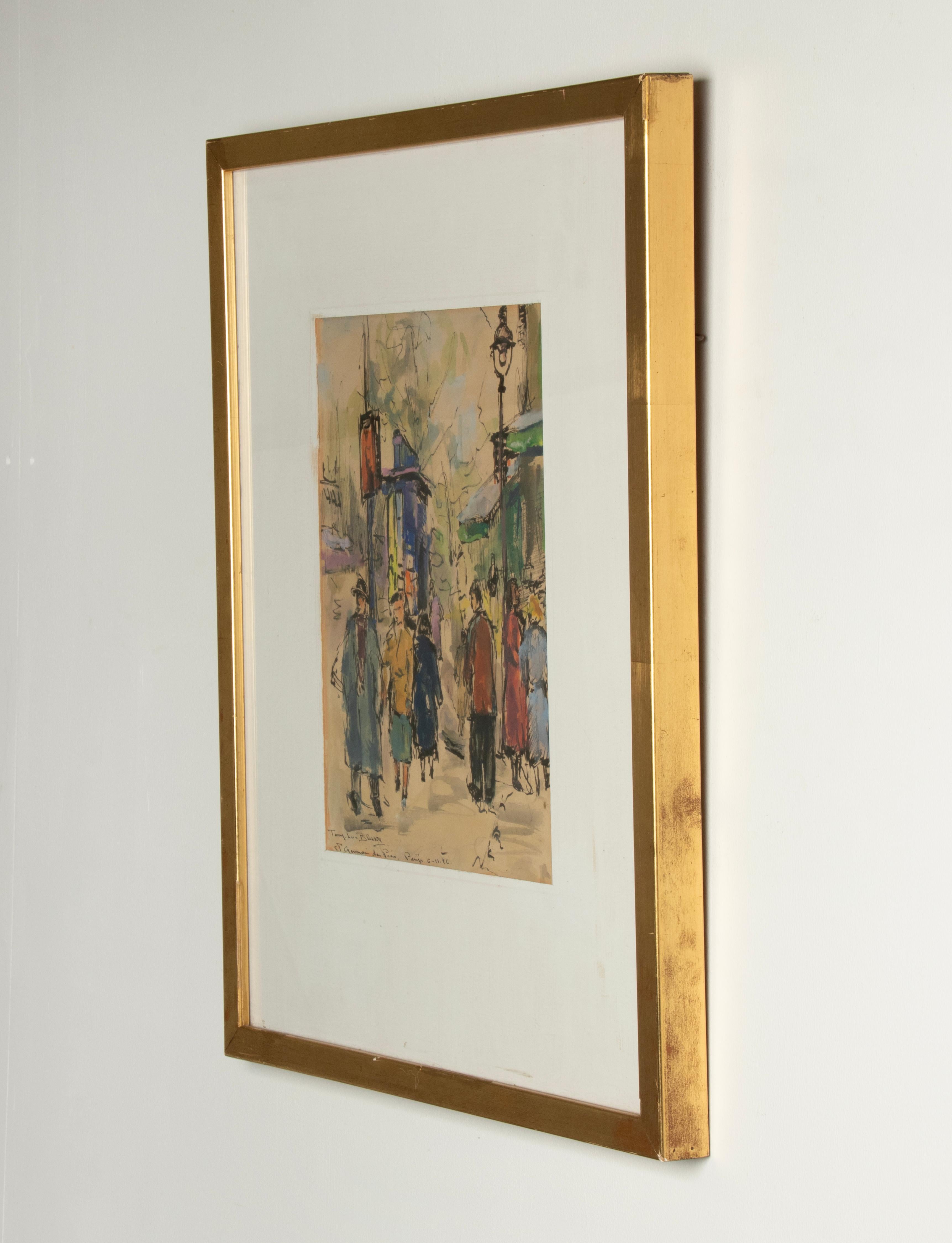 20th Century Mid-20 Century Watercolor Painting at Paris -  Tony-Luc Blickx For Sale