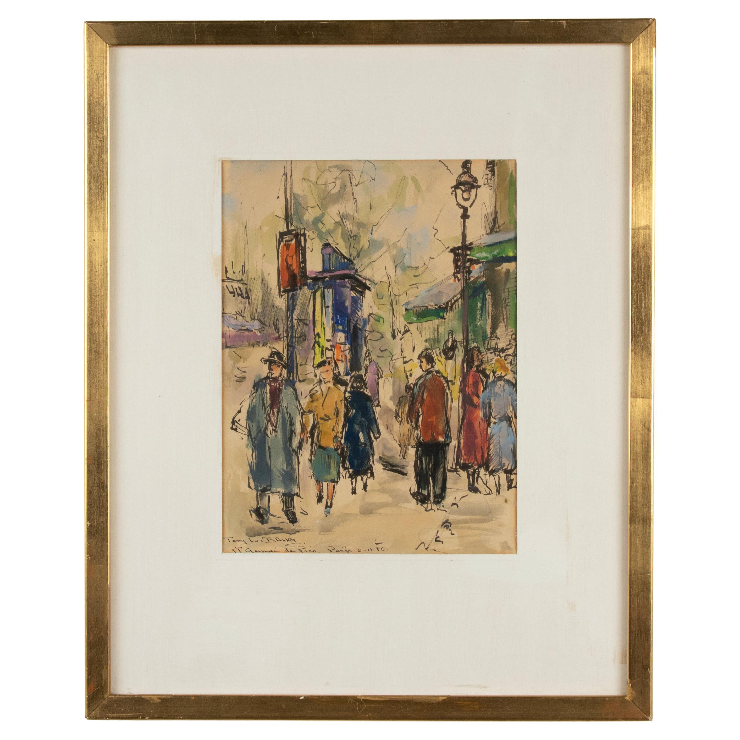 Mid-20 Century Watercolor Painting at Paris -  Tony-Luc Blickx For Sale