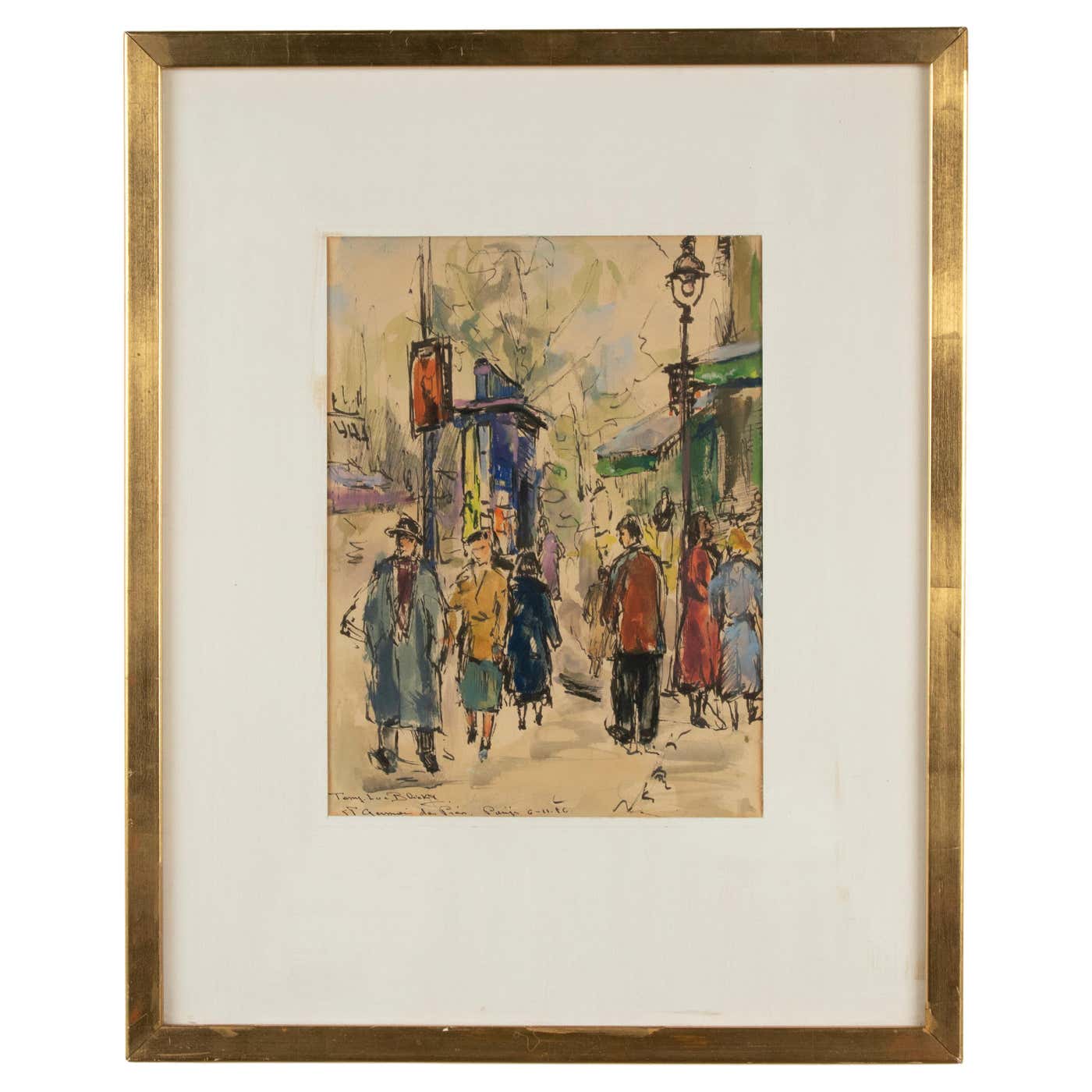 Mid-20 Century Watercolor Painting at Paris - Tony-Luc Blickx For Sale ...