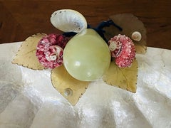 Mid 20 th c Capiz Shell Bowl with Jade and Shells