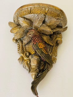 Mid 20 th c Coastal Tropical Bracket with Cackatoo