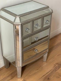 Mid 20 th c Hollywood Regency Mirrored Commode Chest of Drawers
