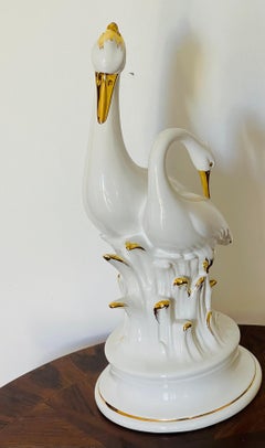 Mid 20 th c Italian Ceramic Pair Heron Birds
