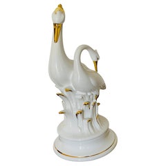 Mid 20 th c Italian Ceramic Pair Heron Birds