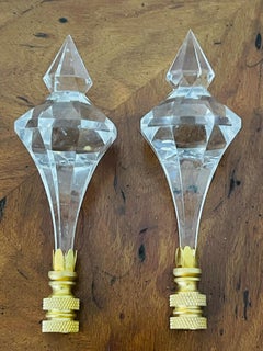 Mid 20 th c Pair of Lucite Lamp Finial