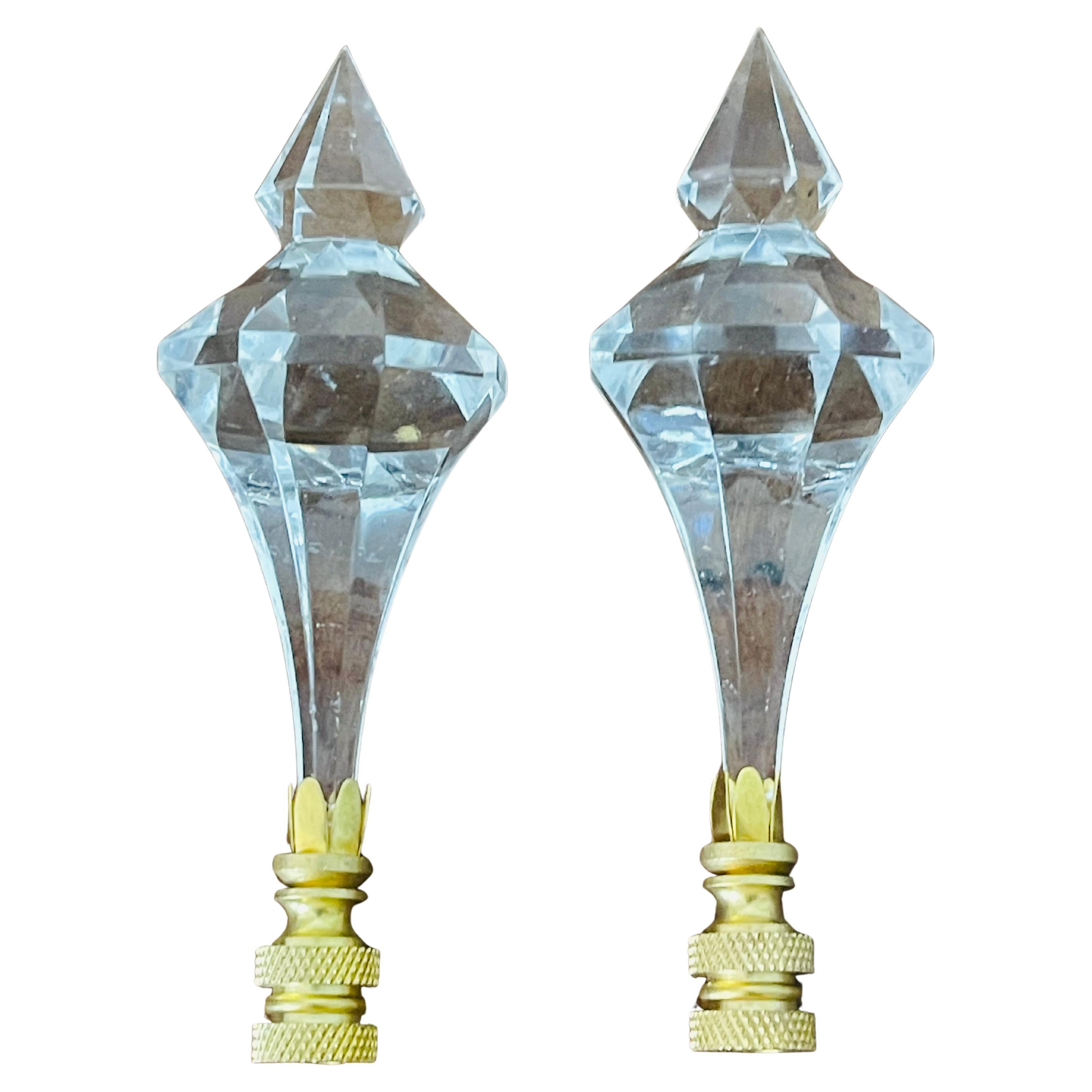 Mid 20 th c Pair of Lucite Lamp Finial For Sale