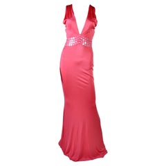 Mid 2000-s VINTAGE VERSACE EMBELLISHED PINK GOWN