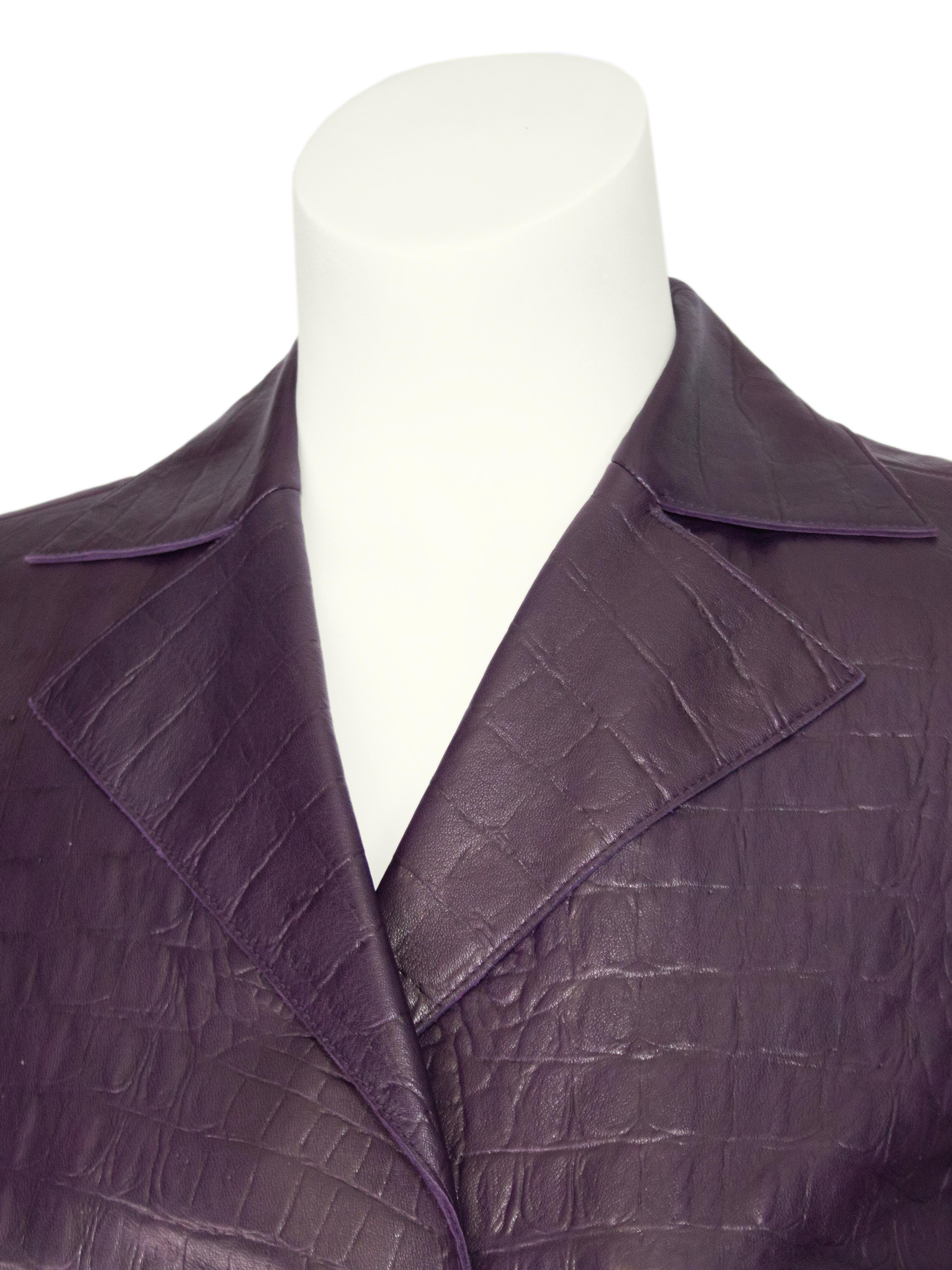 Chaqueta de piel con estampado de cocodrilo Akris Plum de mediados de los 2000 en Bueno estado para la venta en Toronto, Ontario