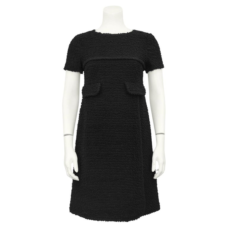 Mid 2000s Chanel Black Boucle Short Sleeve Dress