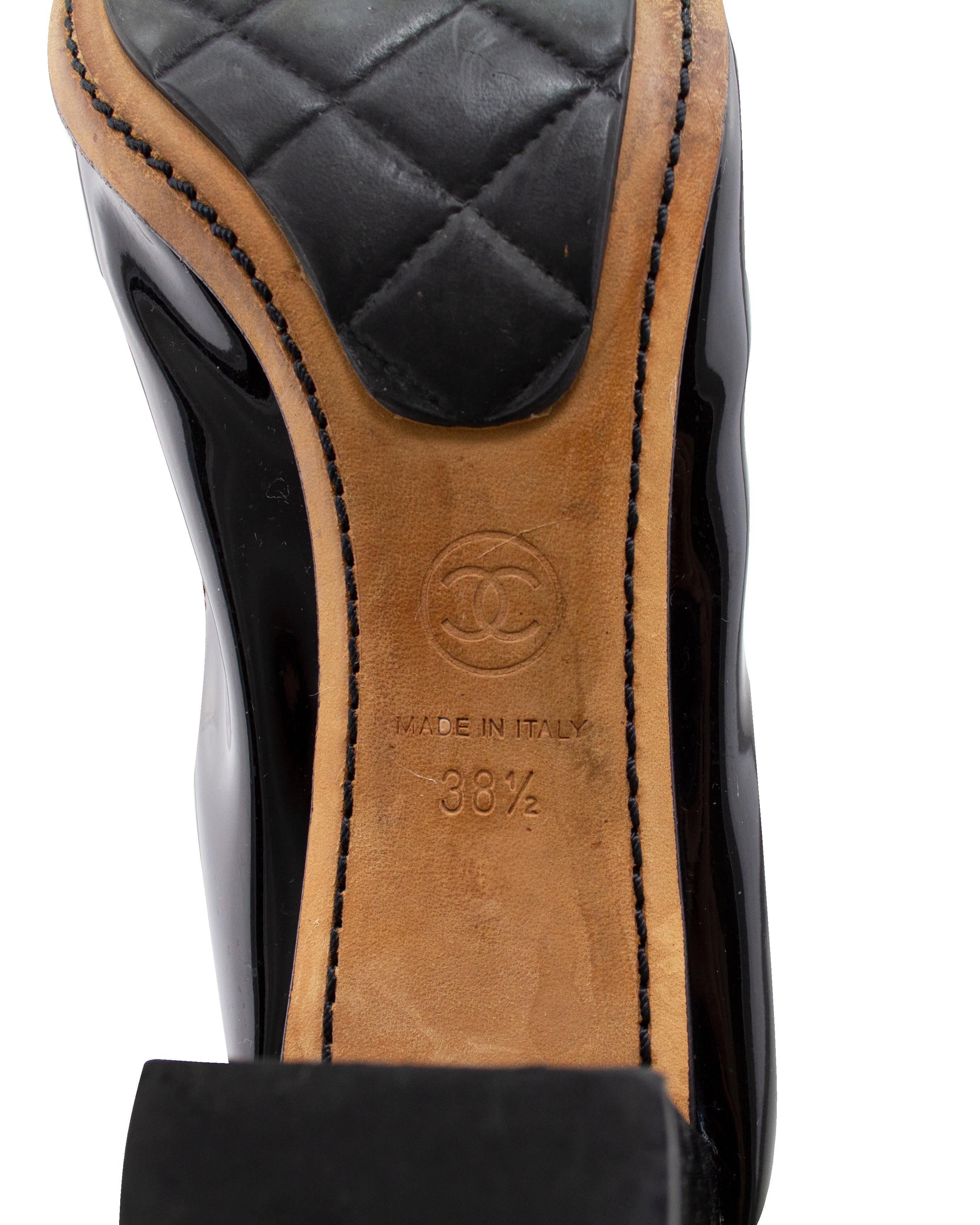 Mid 2000s Chanel Black Patent Leather Pumps 3
