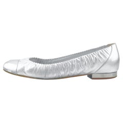 Mid 2000's Chanel Silver Leather Ballet Flats