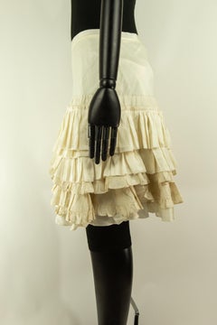 Mid 2000s Chloé Pearl White Ruffled Skirt