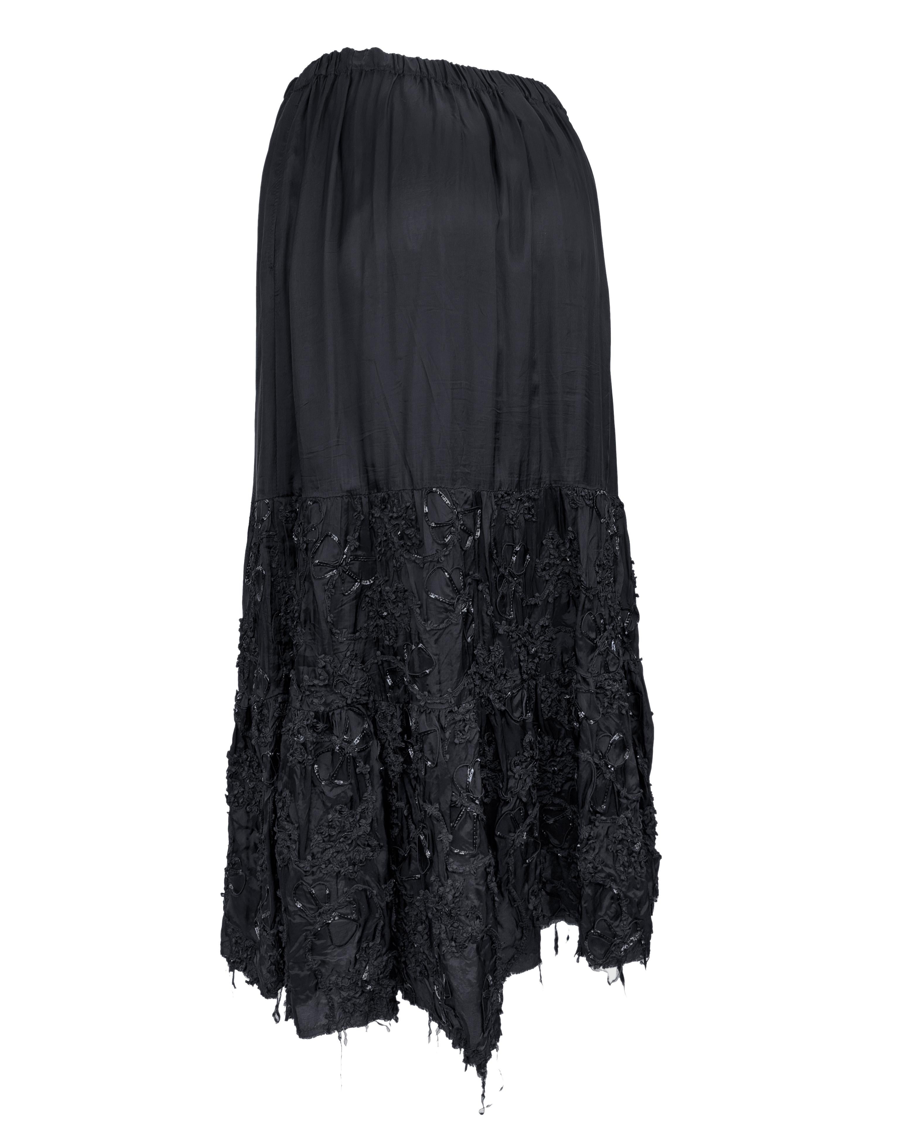 Mid 2000's Comme Des Garcons Black Maxi Skirt with Sequin Appliqué In Good Condition For Sale In Toronto, Ontario
