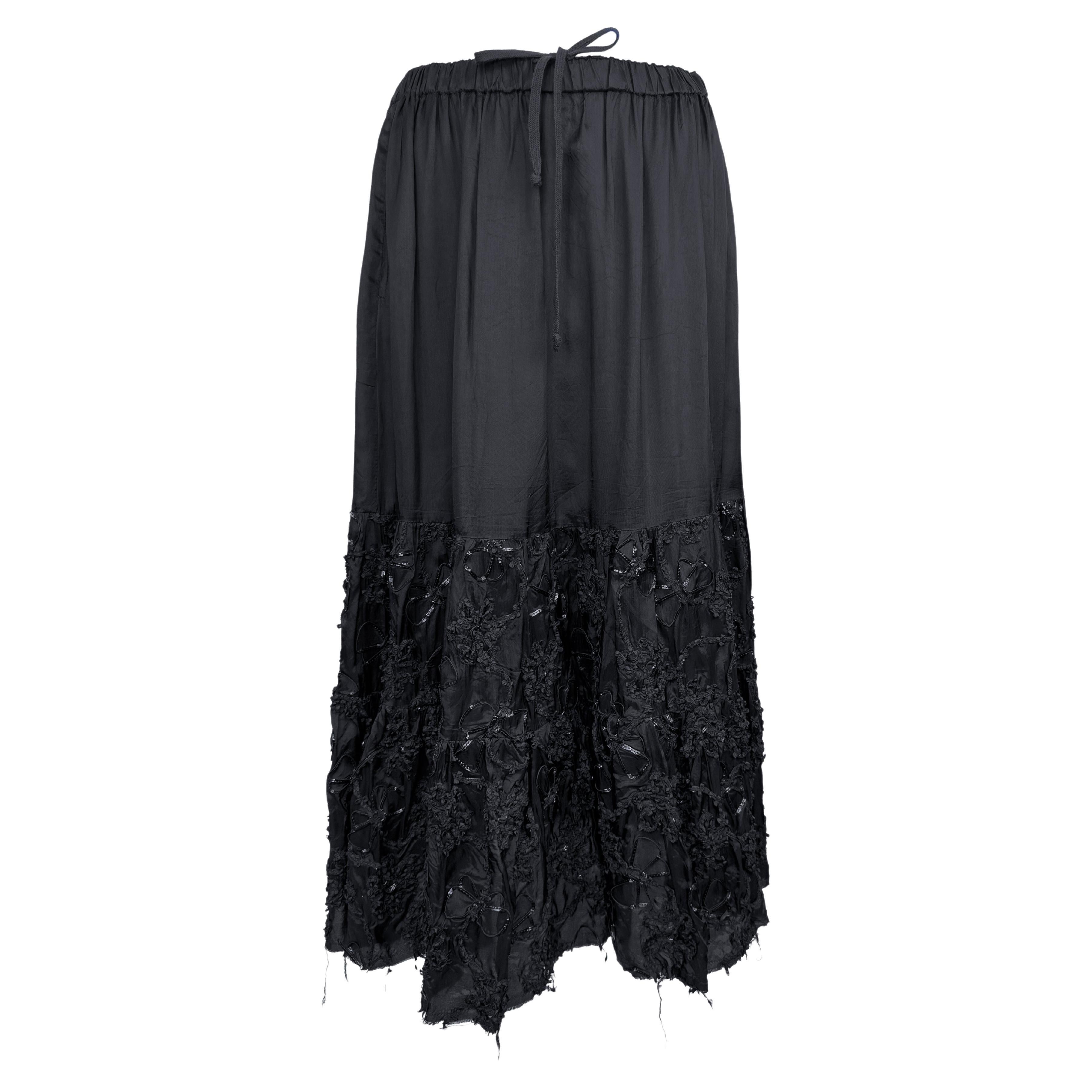 Mid 2000's Comme Des Garcons Black Maxi Skirt with Sequin Appliqué