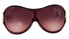 Mid 2000s Gucci Transparent Pink Shield Oversized Sunglasses