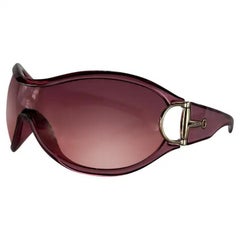 Mid 2000s Gucci Transparent Pink Shield Oversized Sunglasses