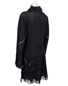 Mid 2000's Issey Miyake Fête Black Knit Wrap Cardigan