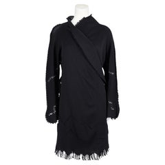 Mid 2000's Issey Miyake Fête Black Knit Wrap Cardigan