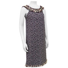 Mid 2000s Oscar de la Renta Navy and Red Abstract Houndstooth Dress Ensemble