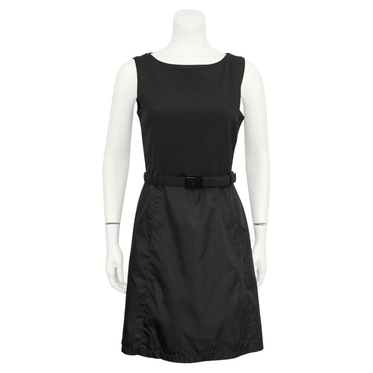 Mid 2000's Prada Belted Little Black Dress For Sale at 1stDibs