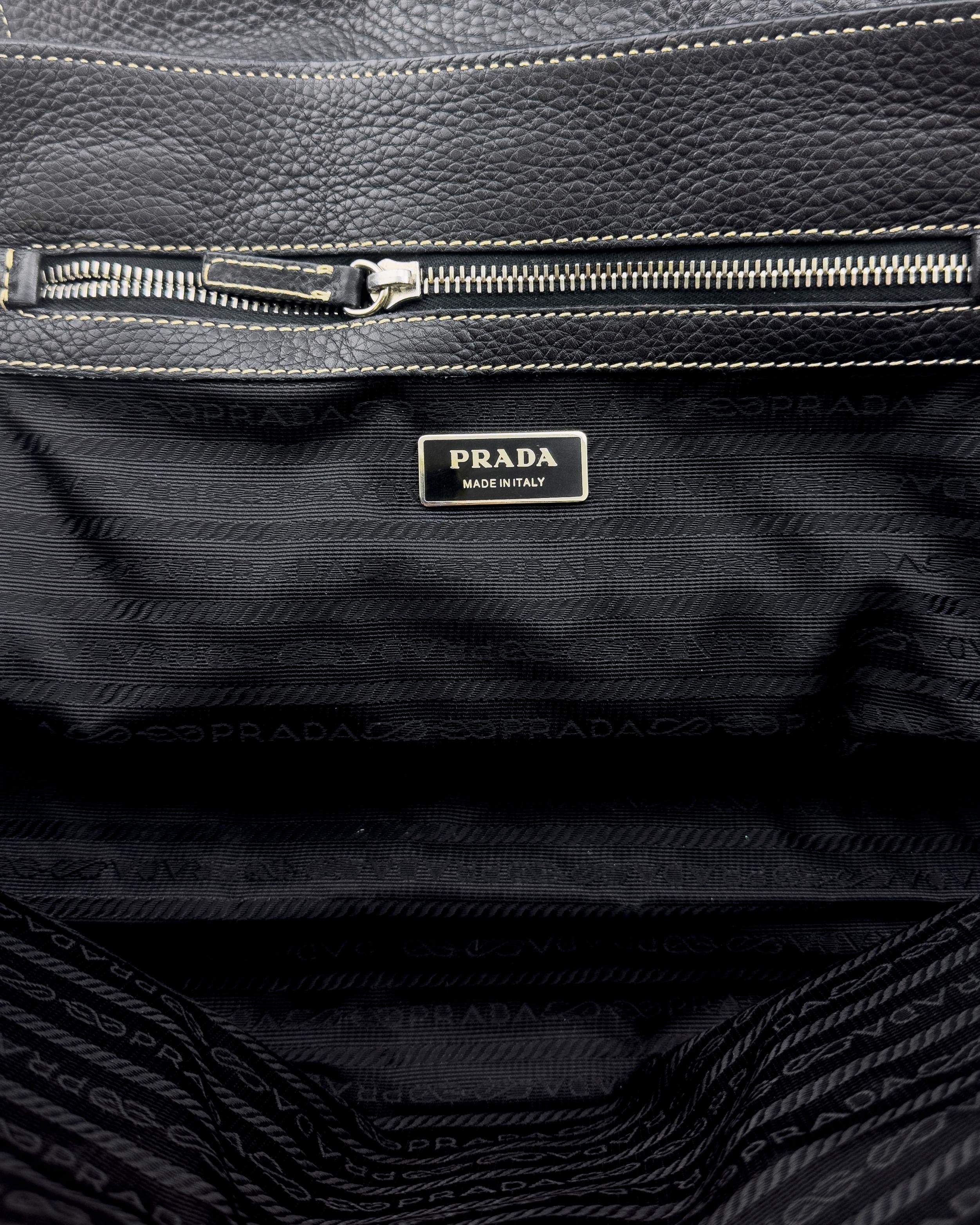 Mid 2000s Prada Vitello Daino Stripe Bag 3