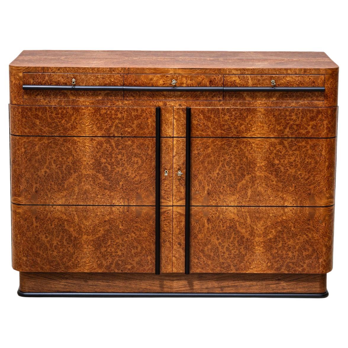 Buffet Art Déco du milieu du 20e siècle en placage de racines de thuja, Italie