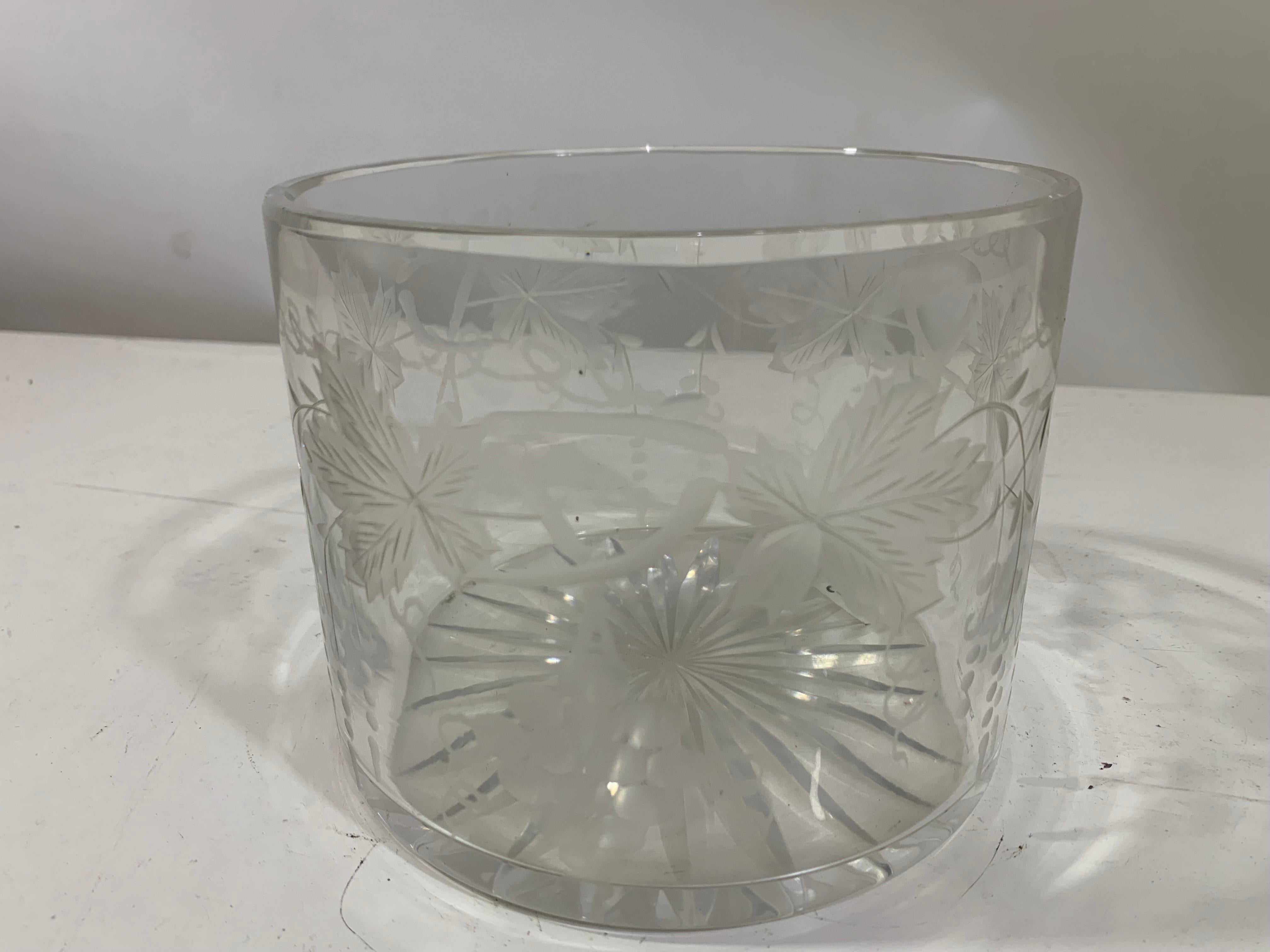 Mid-Century Modern Mid-20Century Bartlett Collins, Frosted & Etched Grapes Ice Bucket/ Serving Bowl For Sale