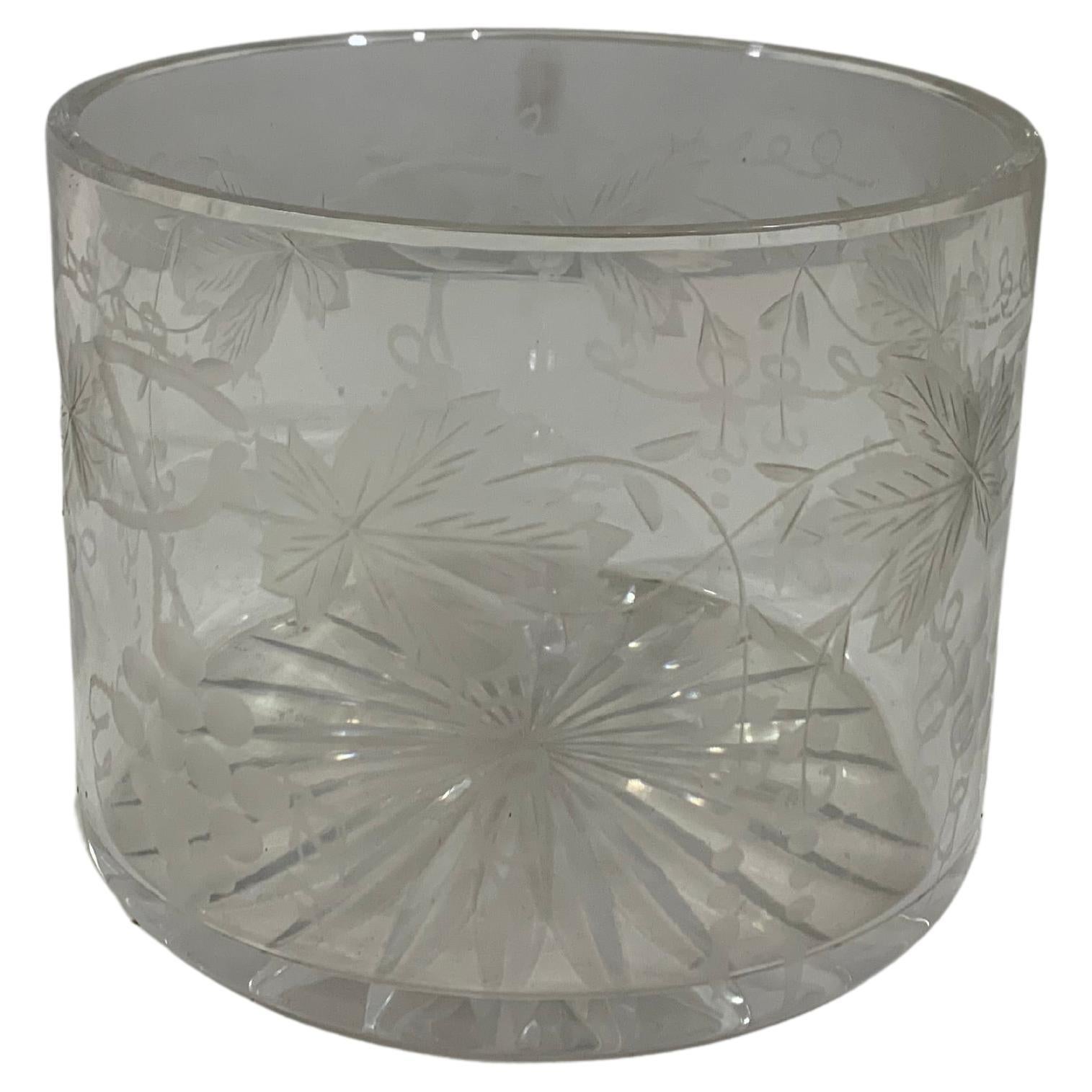 Mid-20Century Bartlett Collins, Frosted & Etched Grapes Ice Bucket/ Serving Bowl For Sale