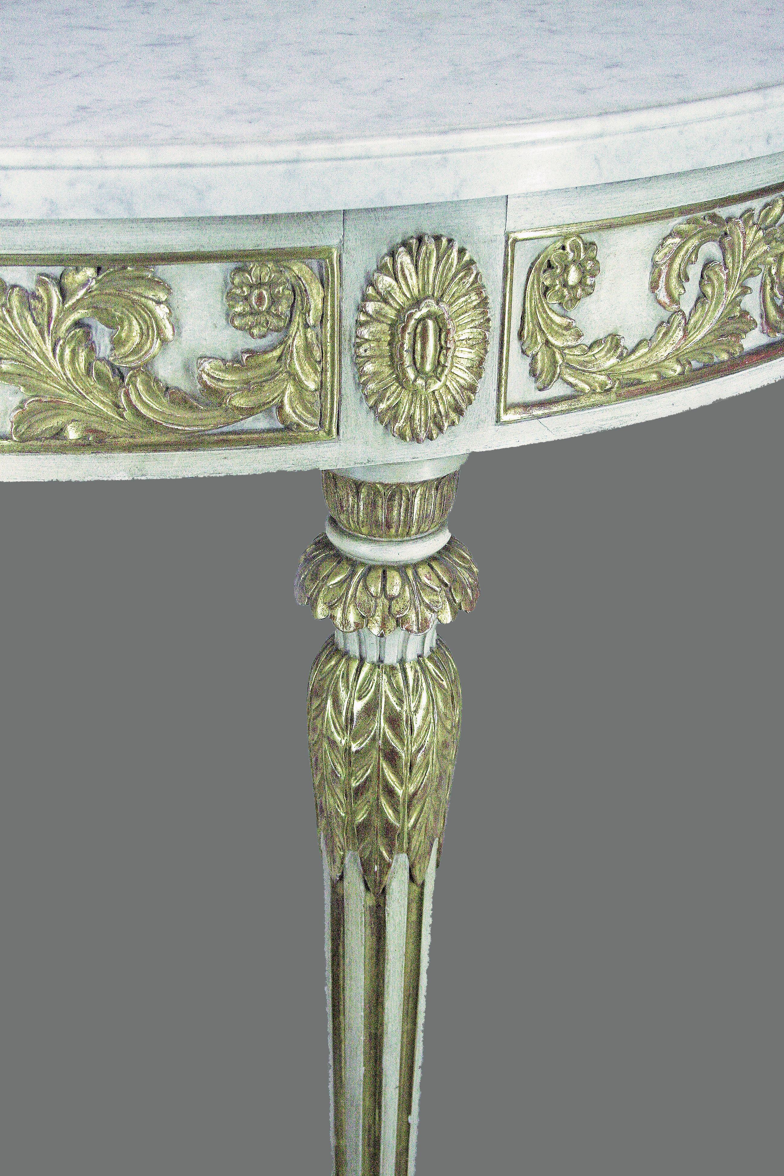 20th Century Mid-20th C. Argentine Giltwood and Marble Demi-Lune Console by Maison Jansen For Sale