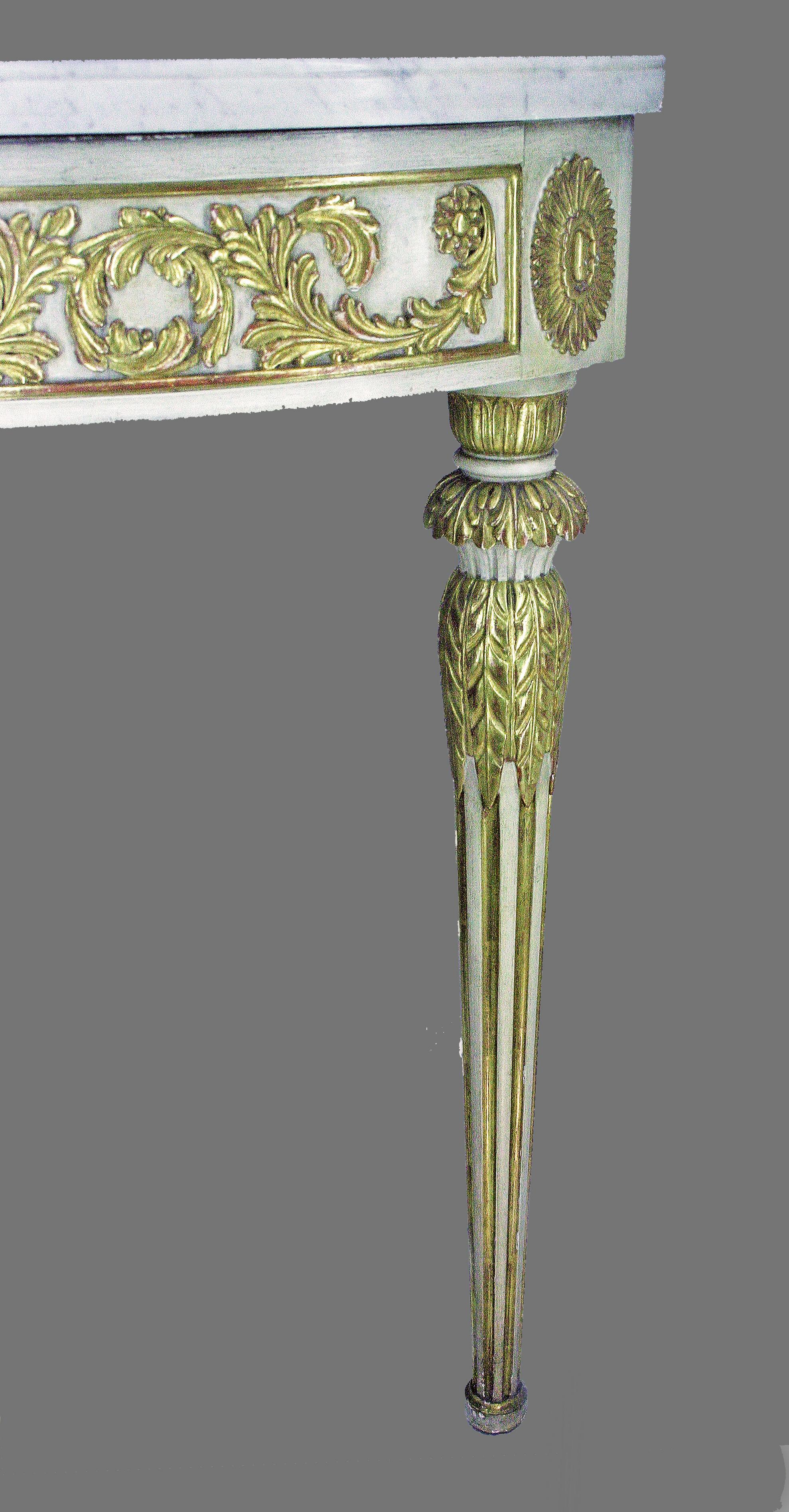 Mid-20th C. Argentine Giltwood and Marble Demi-Lune Console by Maison Jansen For Sale 1
