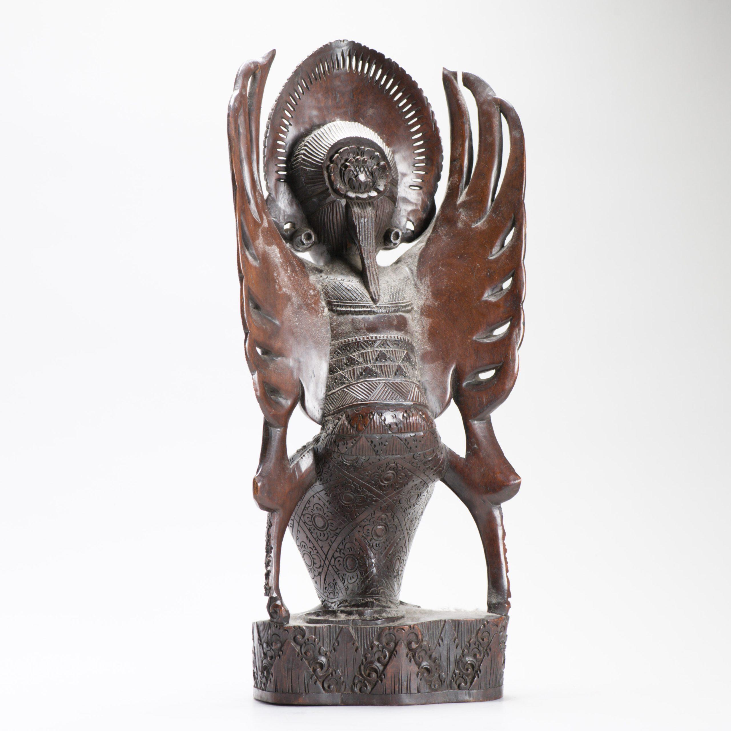 Mid 20th C Art Deco Balinese Indonesia Wood Carved Women Lady Statue Bali For Sale 4
