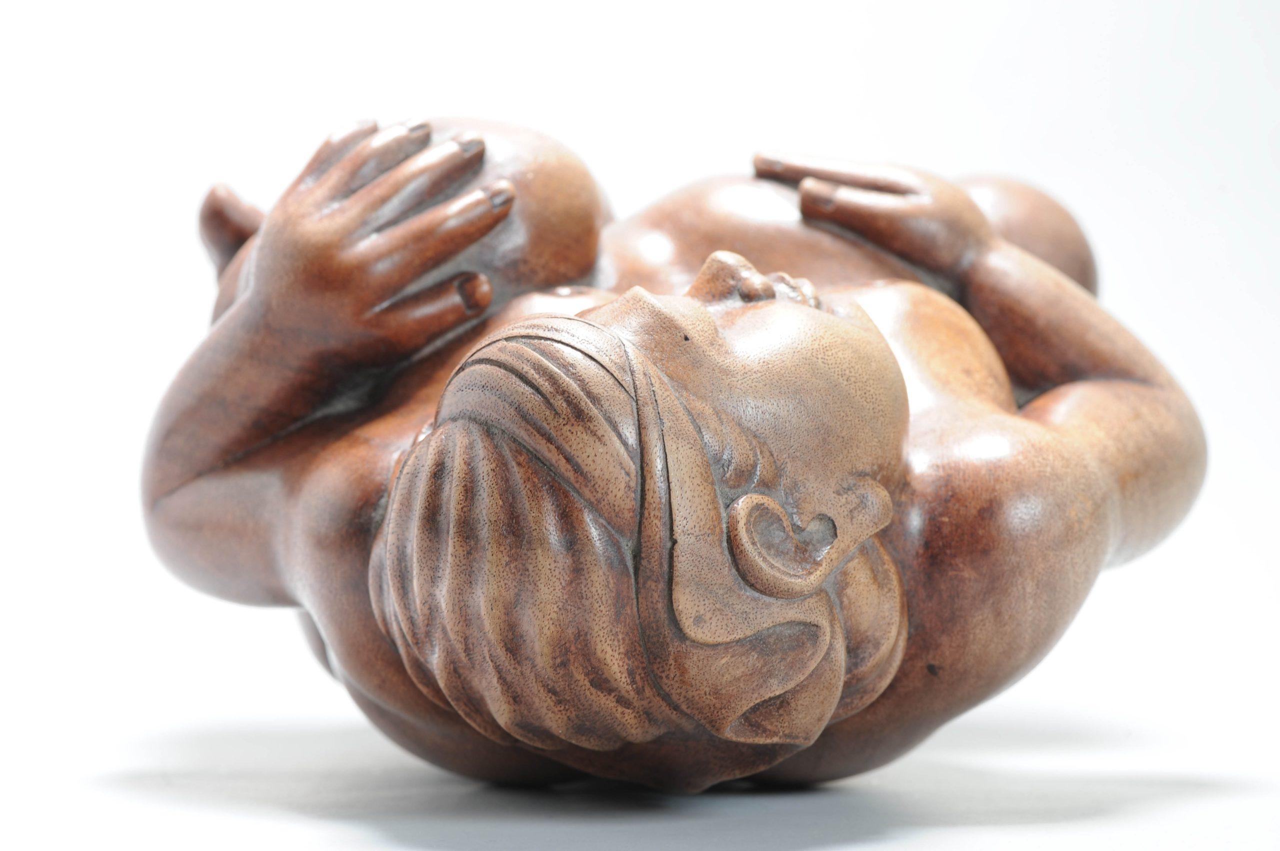 Mid 20th C Art Deco Balinese Indonesia Wood Carved Women Lady Statue Bali For Sale 6