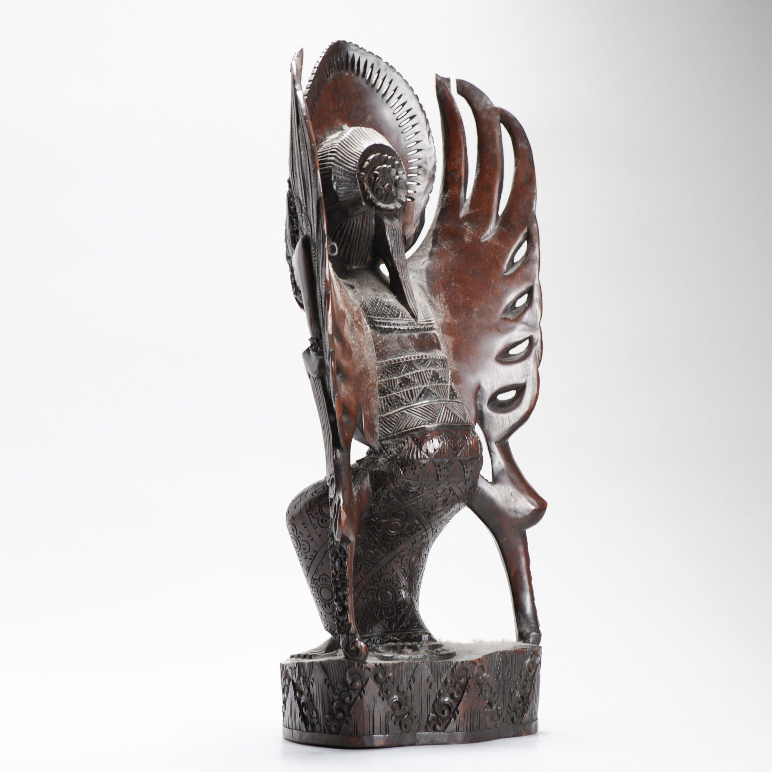 Mid 20th C Art Deco Balinese Indonesia Wood Carved Women Lady Statue Bali For Sale 1