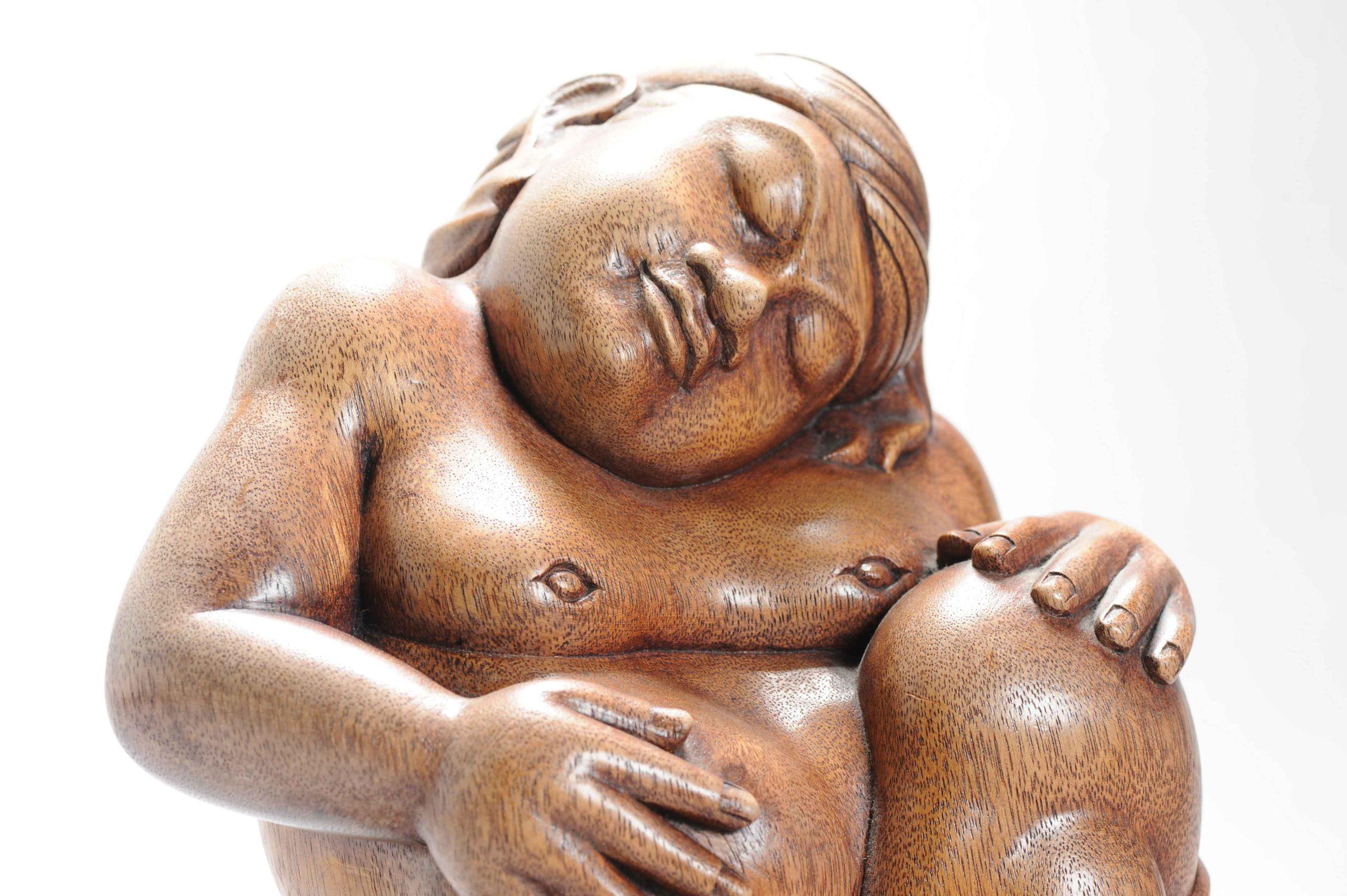 Mid 20th C Art Deco Balinese Indonesia Wood Carved Women Lady Statue Bali For Sale 2