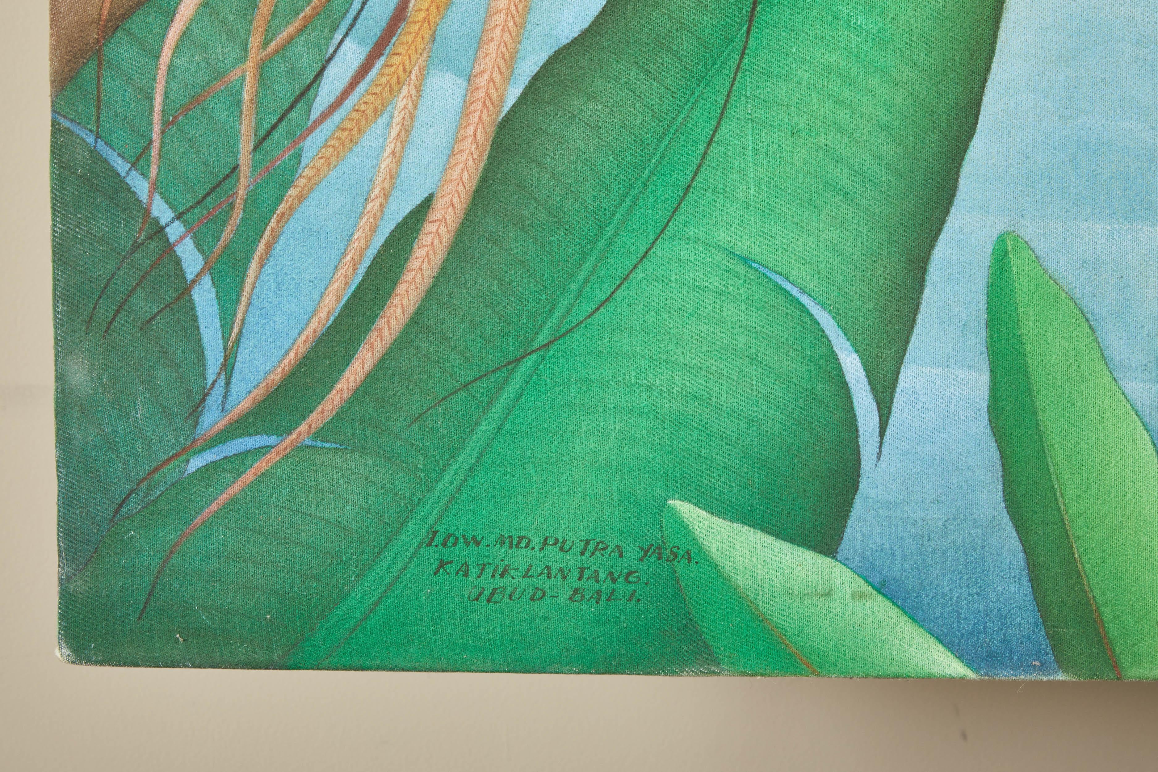Mid-20th Century Balinese “Birds of Paradise” Painting In Good Condition In Pasadena, CA