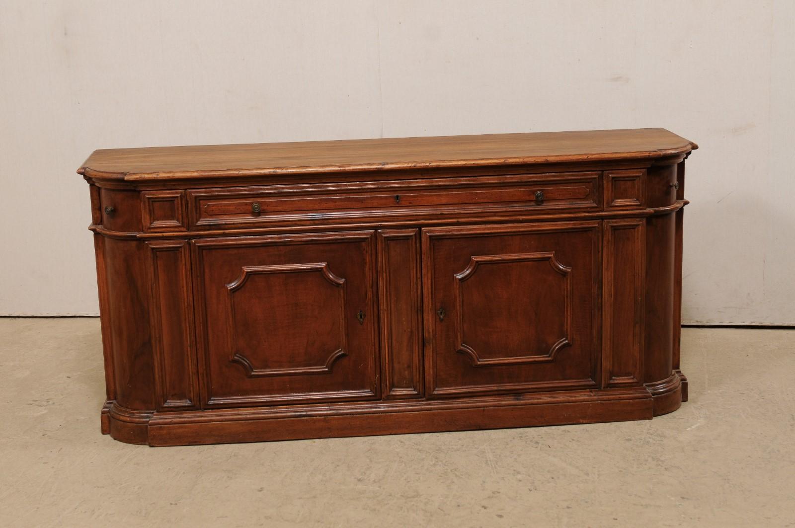 American Mid 20th c. Beautifully Paneled Wooden Sideboard Console w/ Drawers over Doors