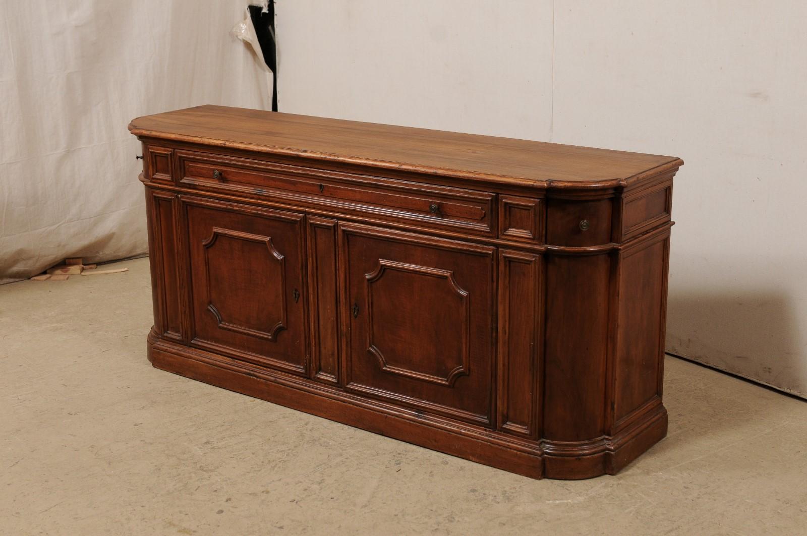 Mid 20th c. Beautifully Paneled Wooden Sideboard Console w/ Drawers over Doors In Good Condition In Atlanta, GA