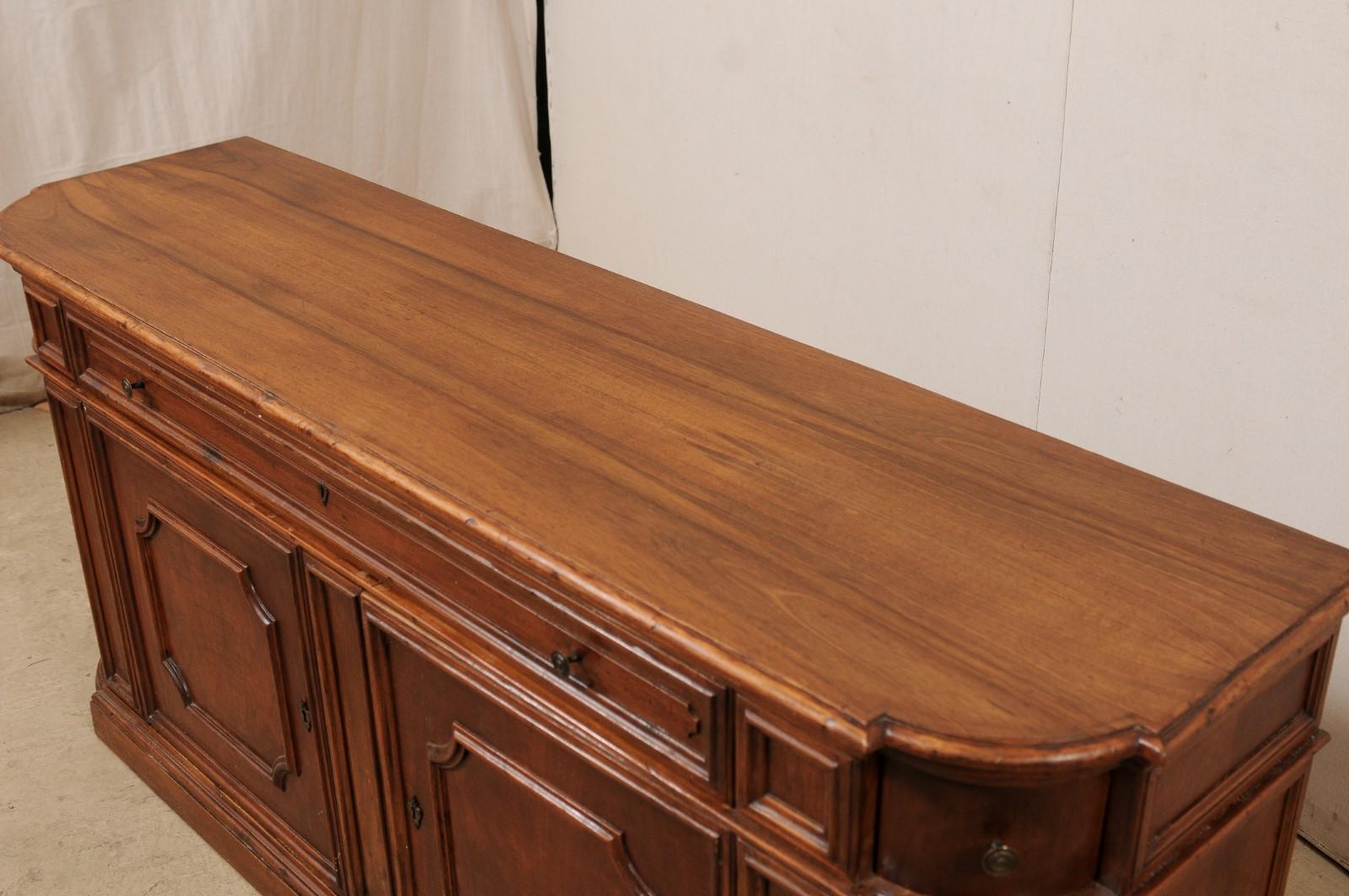 20th Century Mid 20th c. Beautifully Paneled Wooden Sideboard Console w/ Drawers over Doors