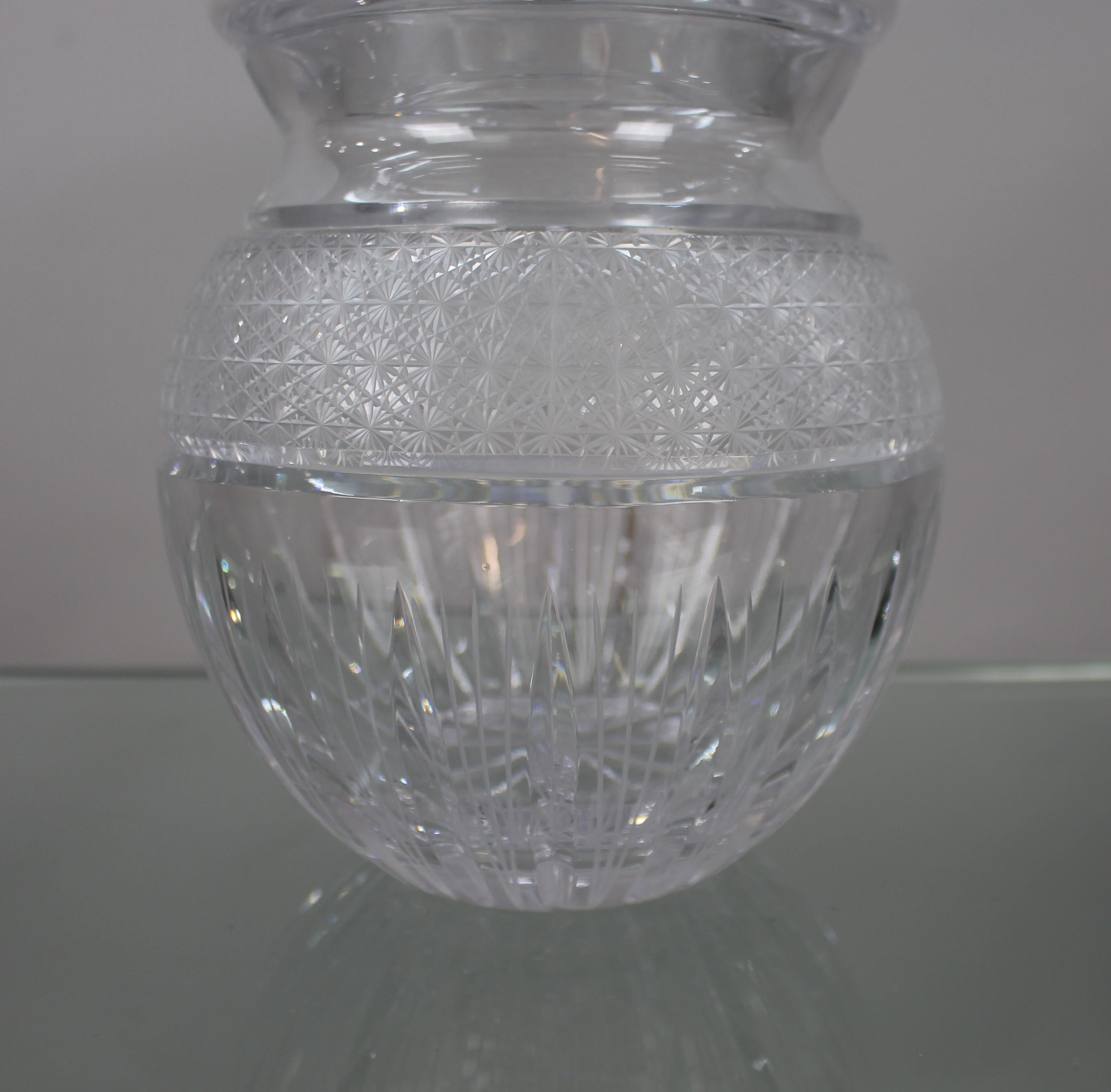 Mid 20th c. Bohemian Cut Glass Lidded Biscuit Jar In Good Condition For Sale In Worcester, GB